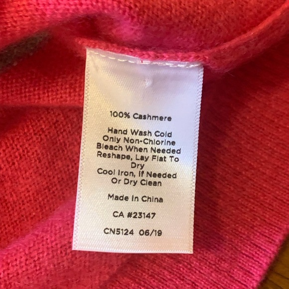 Talbots sweater Large Pink with grey stripes 100% cashmere button cuffs soft - Picture 4 of 8